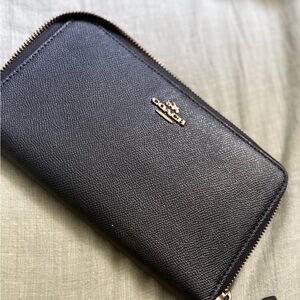 Coach Black Wallet with Gold Accents